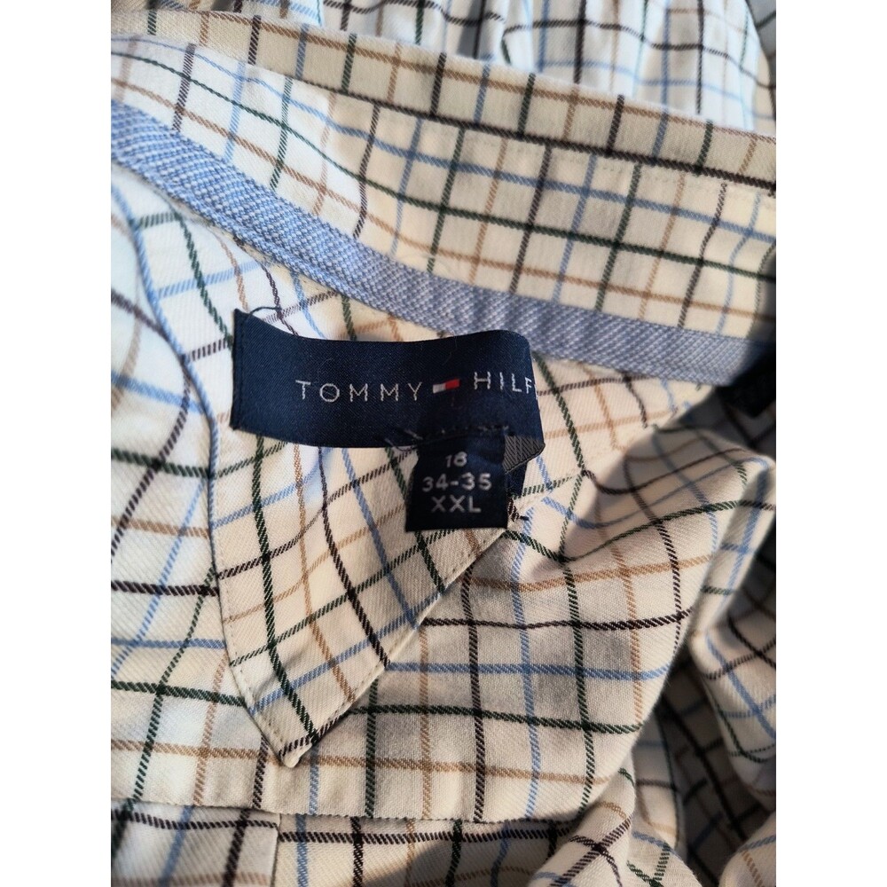 Tommy Hilfiger Custom Fit Button Up Shirt Mens XXL Tattersall Check Point Collar - Picture 3 of 4